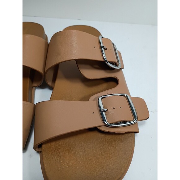 Torrid Size 9 WW WIDE Tan Buckle Slide Sandals Casual Flat Comfort - Picture 9 of 11
